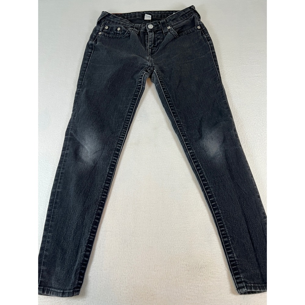 True Religion Curvy Skinny Jeans Womens 29 Black Good Rhinestone WKKD061ECQ